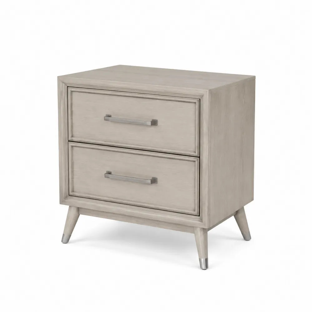 Nachttisch mit 2 Schubladen aus Holz Beige