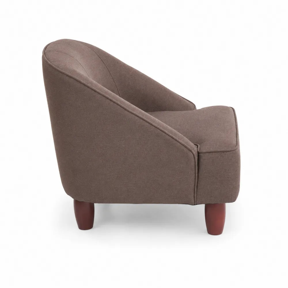 Sessel Braun Stoff Holzbeine