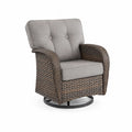 Outdoor-Drehstuhl aus Polyethylen-Rattan mit Polyesterkissen, Grau