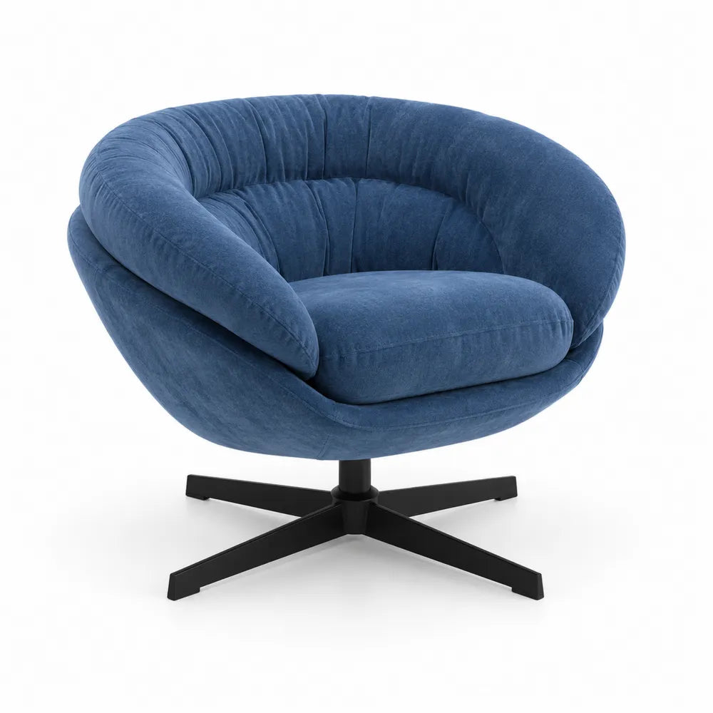 Drehsessel Stoff Blau Metall