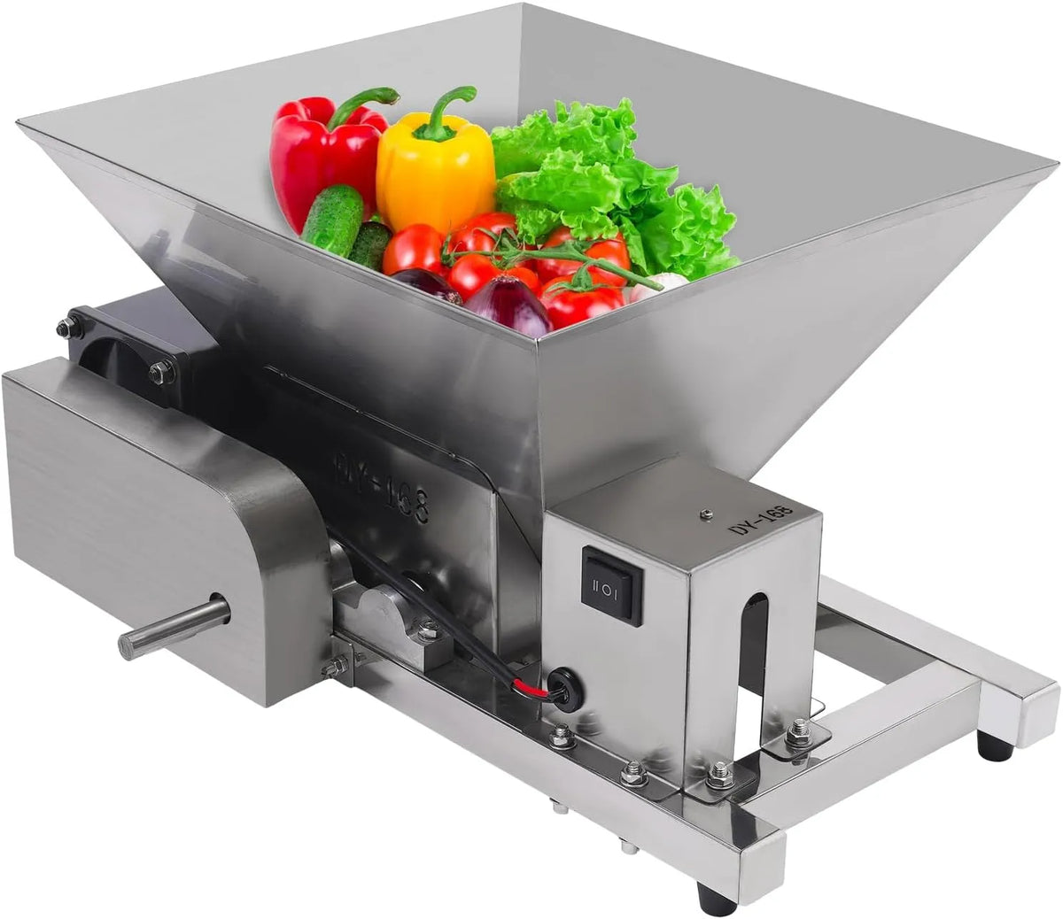 Molen, 60 W, RVS, 1600 tpm, fruithakselaar, commerciële fruitpers, 4 liter, 20 kg/u fruitbreker, Elektrische fruitmolen, maischemmolen