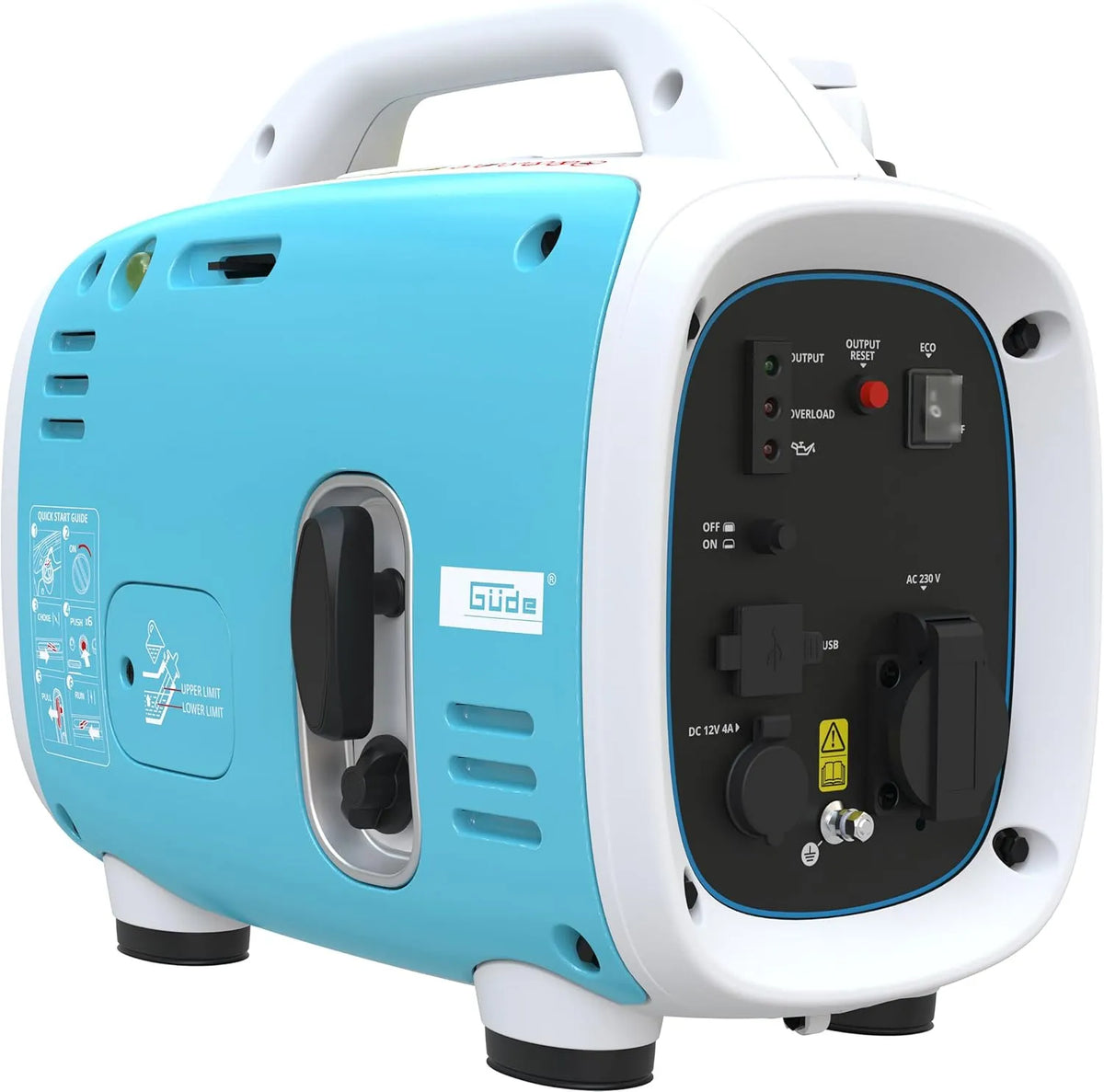 Güde ISG 800-1 Inverter stroomgenerator 4-takt motor met 2 kW, 6,3 uur, 2,1 l, 1x 230 V, 1 x 12 V, USB en Bluetooth