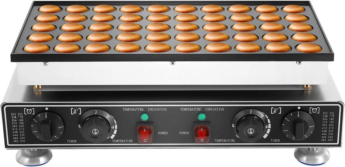 Machine, 1800 W, 50 stuks, commerciële pannenkoekenmachine, pannenkoekenmaker voor, diameter 45 mm, mini-pannenkoekenmachine met timer