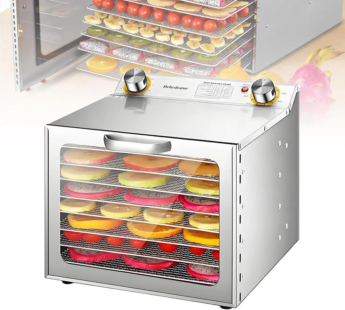 Droger, Voedseldroger, Thuisgebruik Elektrische Fruitvriesdroger, Timer Van 0-12 Uur Temperatuurregeling Van 30-90°C