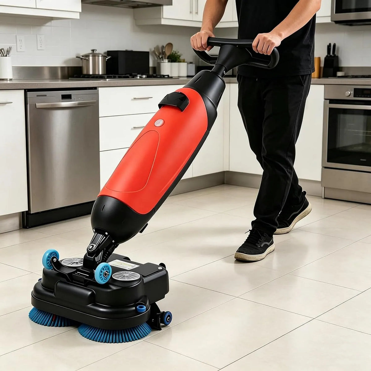 Vloerschrobmachine met 4,5 l, 7,5 l, 3-in-1, 17 inch, 1200 m2, 90 minuten en rood