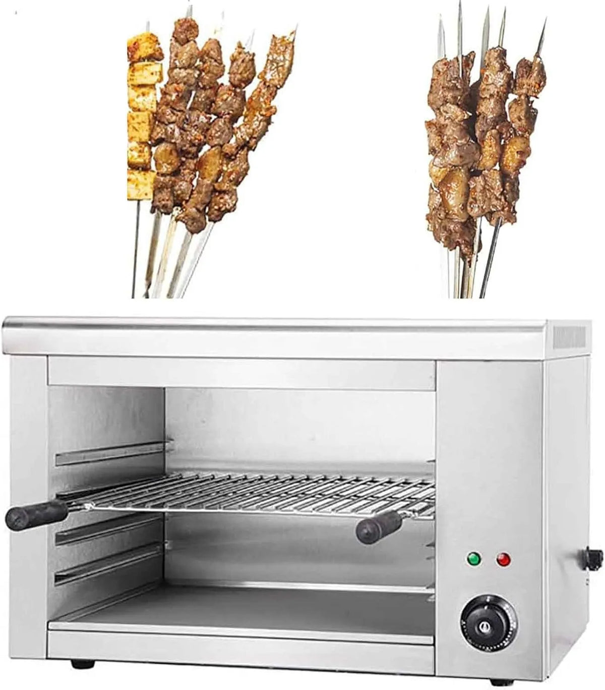 Inbouwoven, 4000 W, verstelbaar rooster RVS met verwijderbare oliebak voor pizza, braden, kip