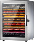 Ventilator met 20-90°C, 24 uur, timer, RVS en transparant, Voedseldroger 12 Lagen Fruitdroger elektrische vleesmolen