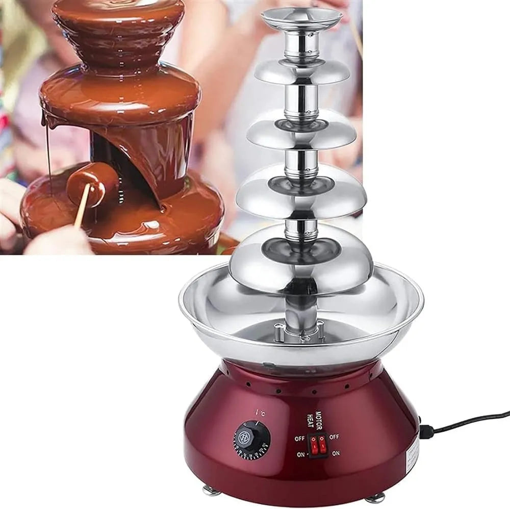 Chocoladefontein machine met 230 W en 0-110 °C, temperatuurinstelling van 0 tot 110 °