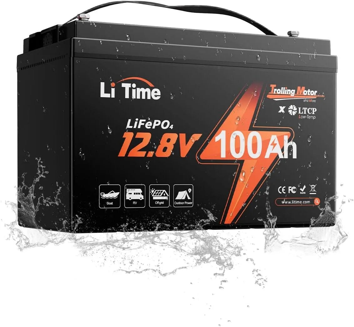 LiTime 12V 100Ah LiFePO4 TM Accu met Bevriezebescherming voor Boot LiFePO4 met 12V, 100Ah en Bluetooth