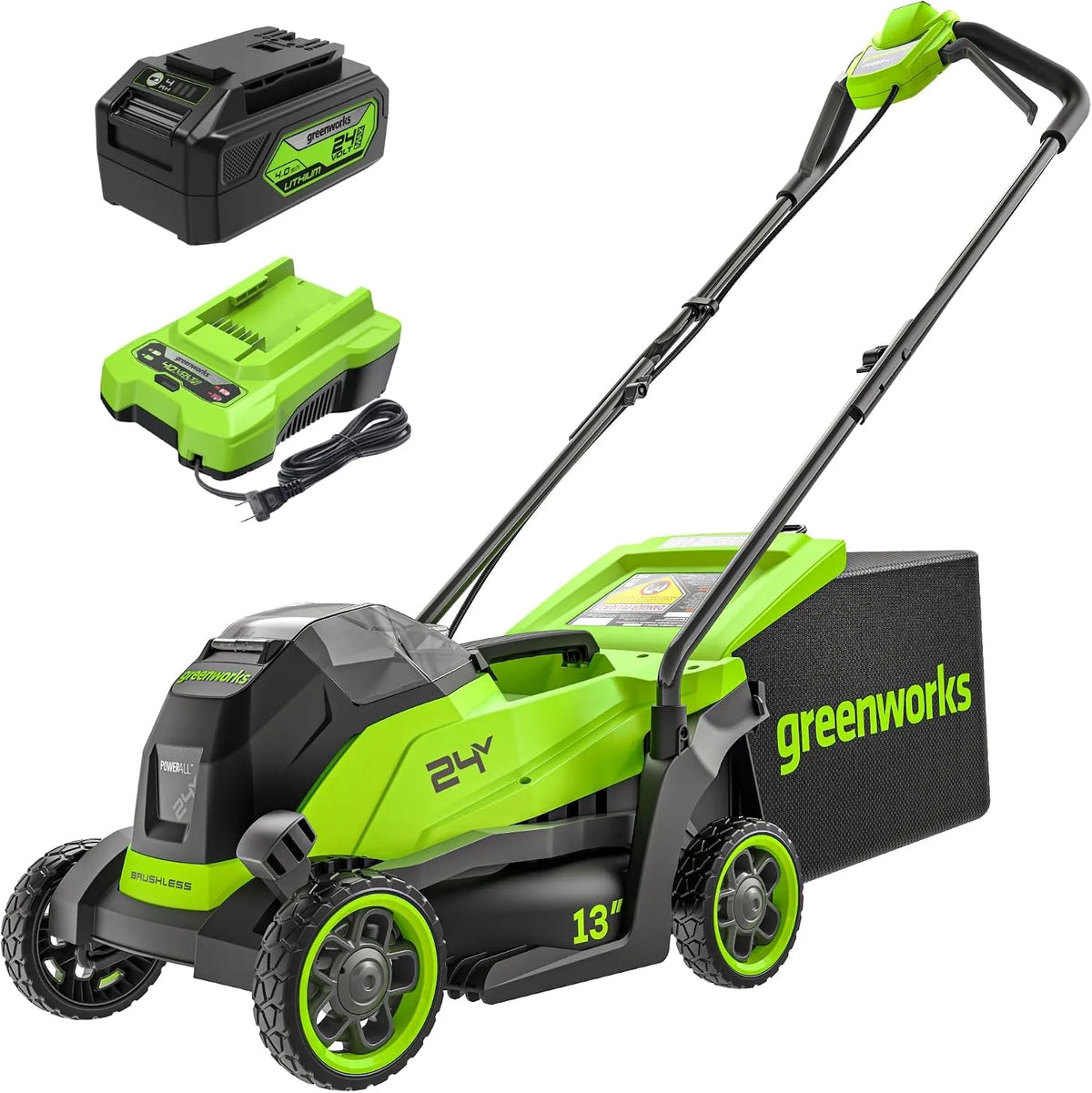 Grasmaaier, 140 m2, 33 cm, 30 L Zak PLUS 24 V 4Ah Batterij en Oplader, 3 Jaar -MO24L411-01
