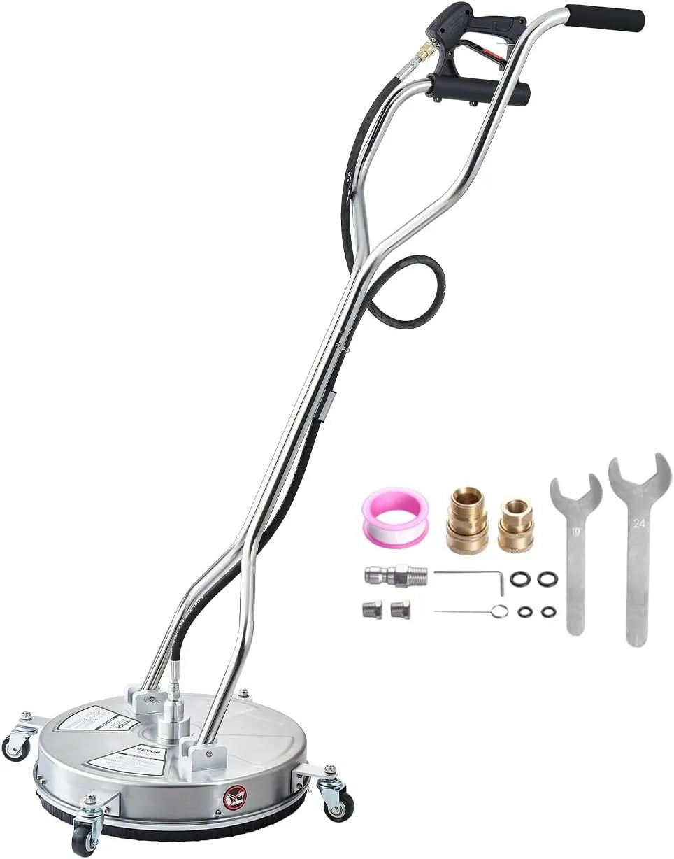 Hogedrukreiniger met 465 mm, 18 inch, 4 inch en RVS, oppervlaktereiniger van RVS met 4 wielen