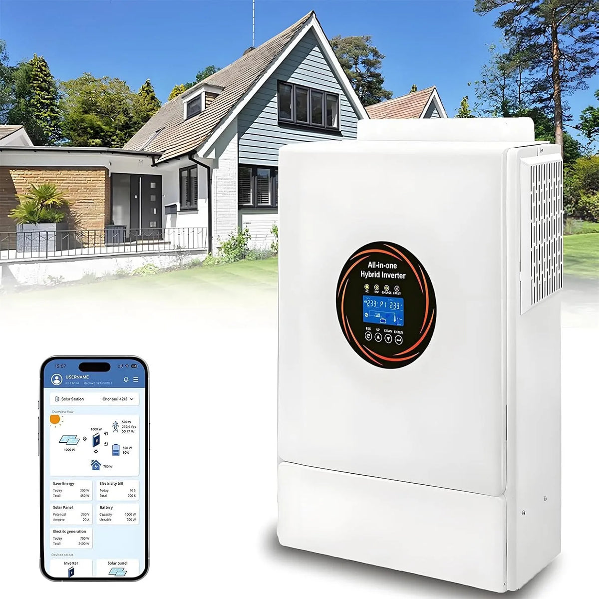 Spanningsomvormer, Dc48v, Ac110v/220v, 5500 W, 100a, Ondersteuning Voor Nutsbedrijf, Zonne-Energie Opladen