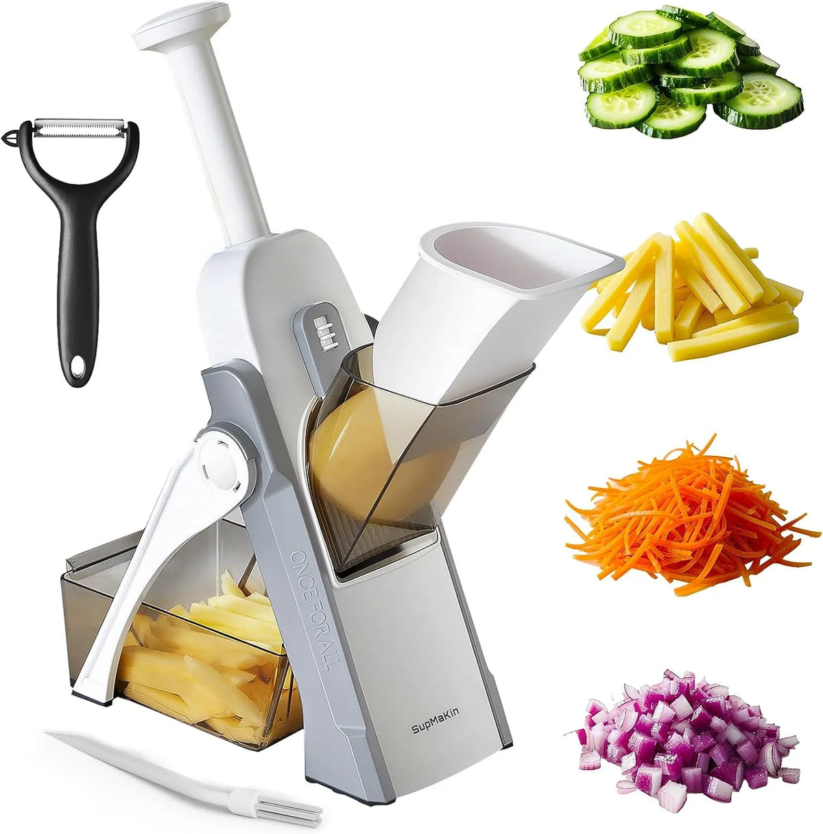 Molen, SUPMAKIN Veiligste, aardappelchipsnijder, in blokjes te snijden, hakken, Julienne, keukengadgets, multifunctionele groentehakmolen met 4
