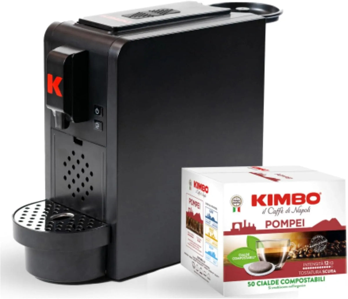 Espressomachine, 20 bar, watertank 850 ml, inclusief 100 vers gemalen pads, Kimbo Up! Nieuwe espressomachine voor pads, ruimtebesparend ontwerp