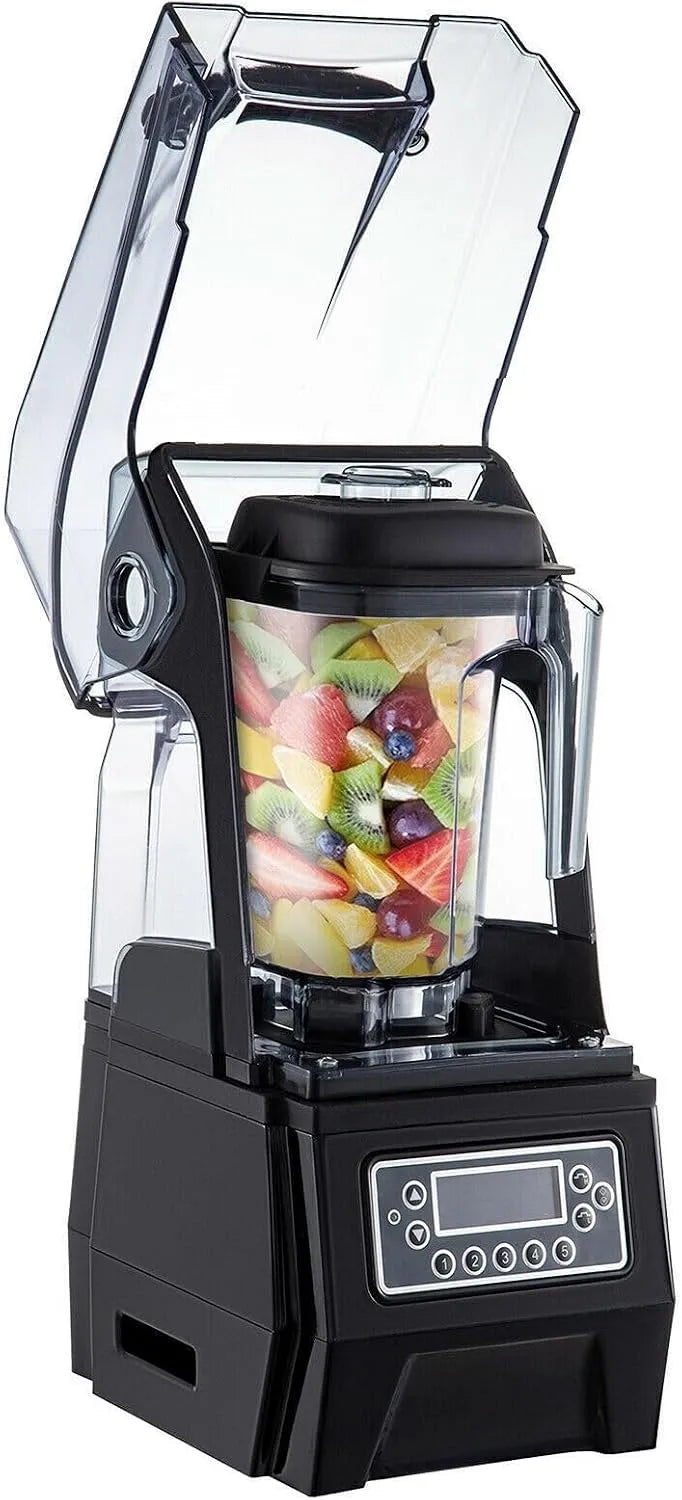 Blender met 1500 W, 1.5L, 75-85 dB, 4400-20000 RPM, digitaal display, geluidsarme werking en zwart