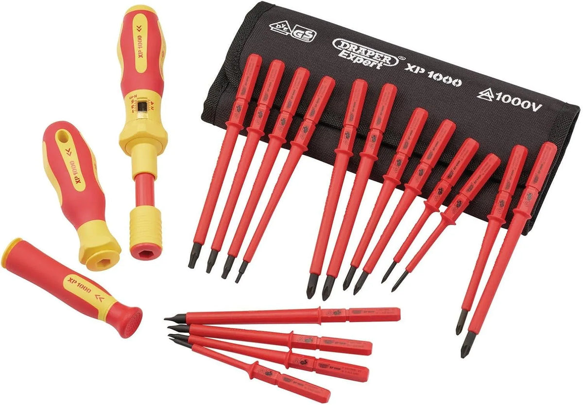 Draper XP1000 19-delige precisie-schroevendraaierset XP1000 met rood en geel