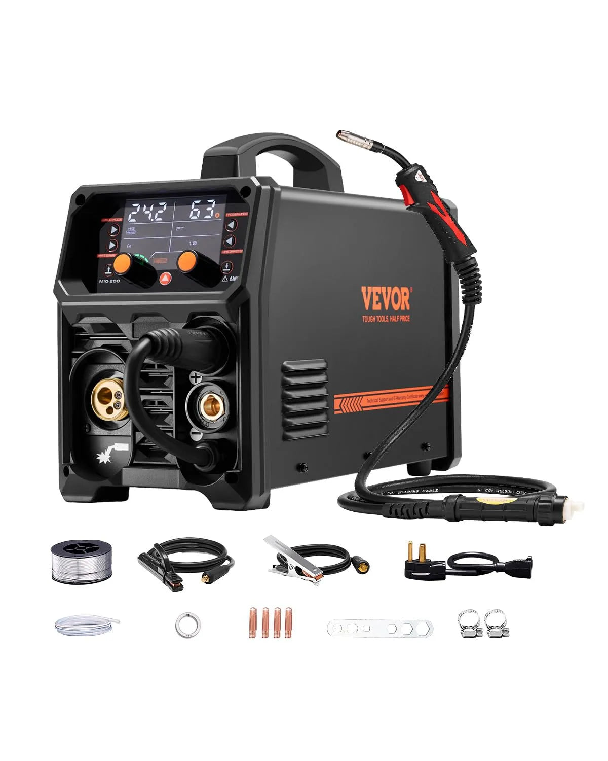 Lasapparaat, MIG/MMA/TIG, 200 A, 4-in-1, MIG zonder gas, MIG gas- en MMA-lassen