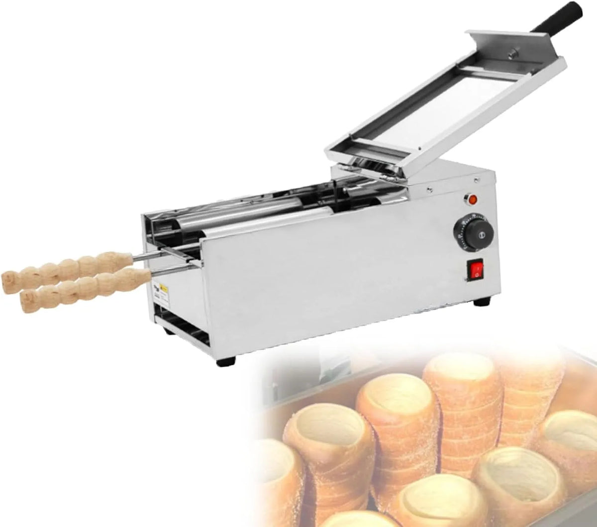 Inbouwoven met 46,2 x 24 x 20 cm, 60 x 24 x 31 cm, 50-300°C, 110 V, 220–240 V, 1500 W, regelbare thermostaat en RVS
