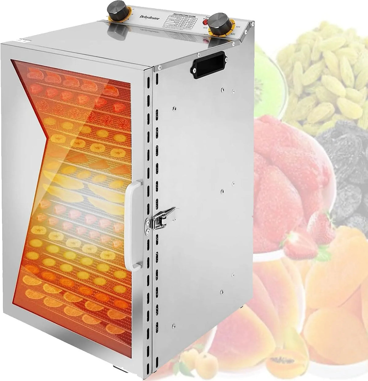 Tafel met Voedseldroger, Fruitdroger, Fruit- En Vleesdroger, Roestvrijstalen Trays en Voor Het Drogen Van Vlees En Groenten A