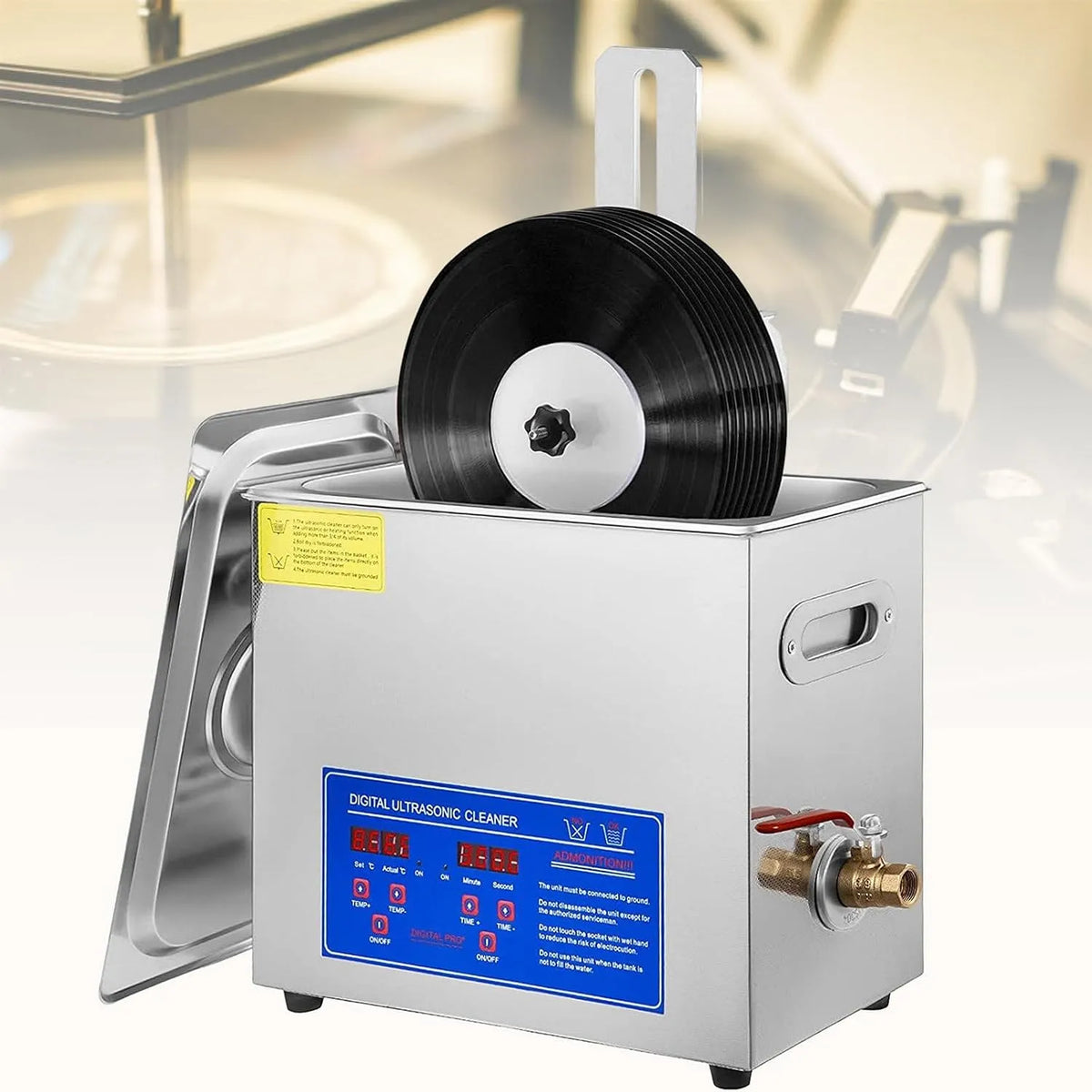 Machine, 7-12 Inch, 40KHz 180 W Commerciële Reinigingsmachine met Droogrek voor Records, Sieraden en Horloges