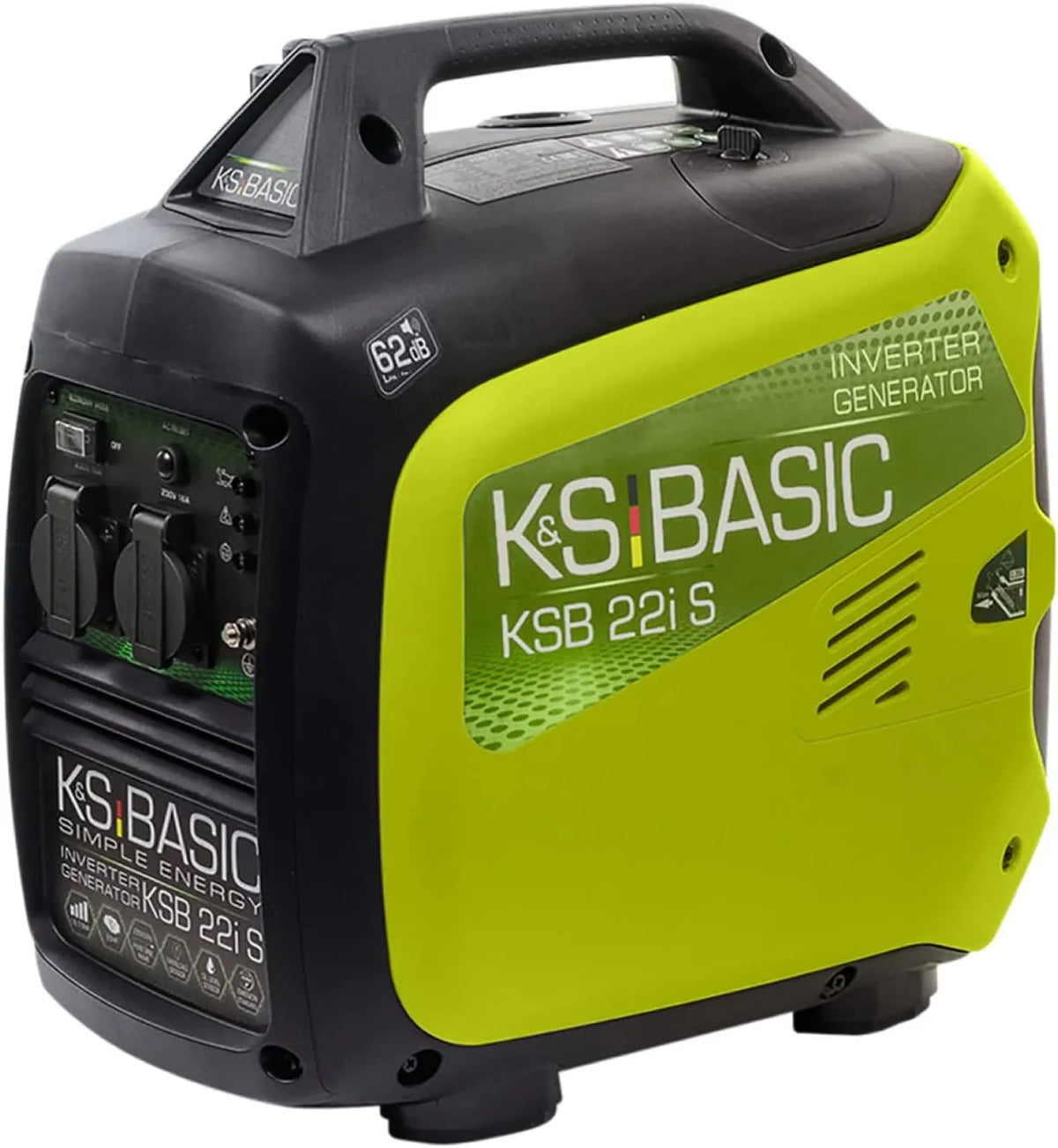 Generator, 2000 W, 2 x 16 A 230 V stopcontacten, geluidsarm lichte benzine-generator, ECON-modus, compact., KSB 22i S Inverter-generator