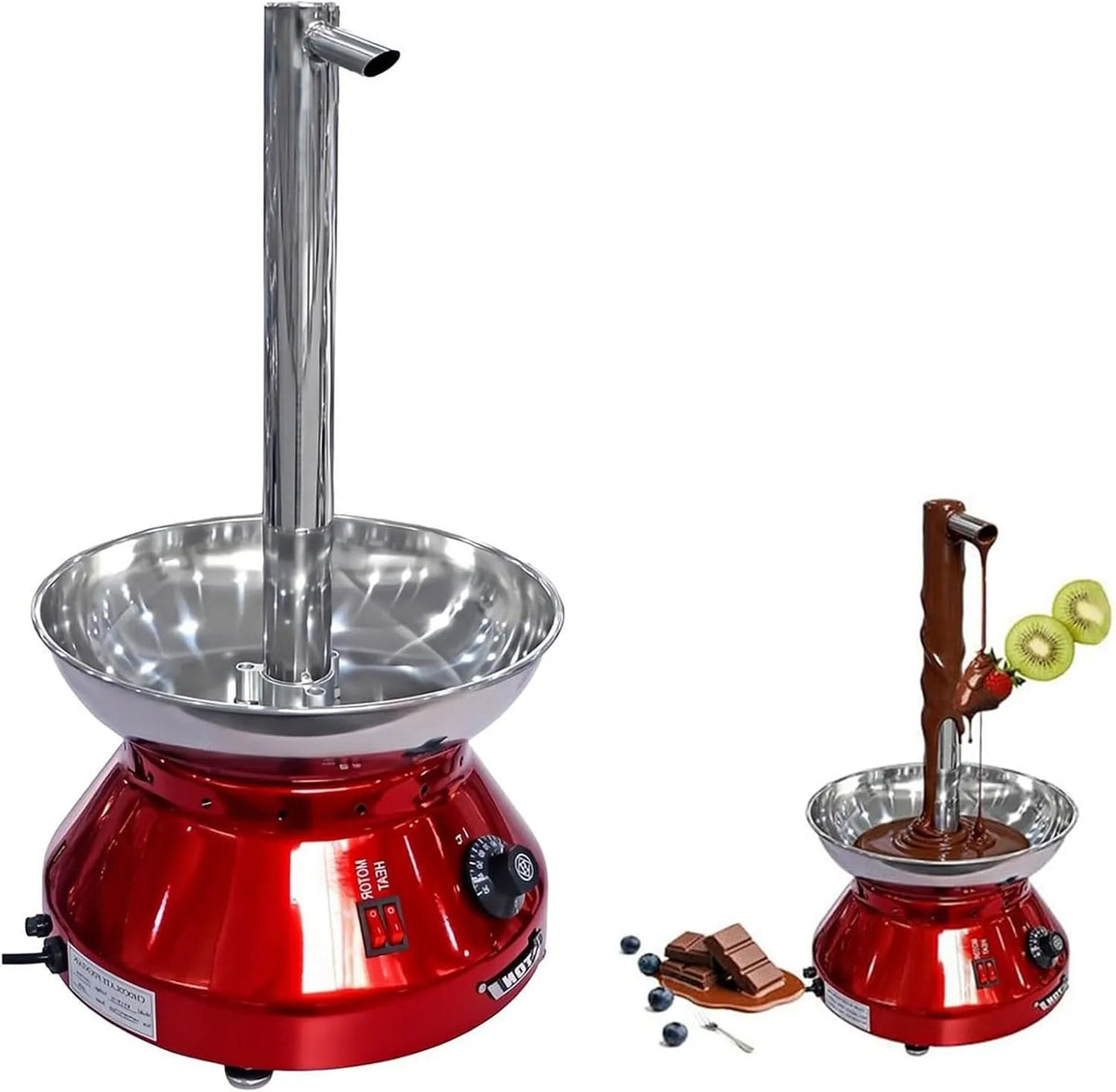 Chocoladefontein Machine met 330 x 330 x 610mm, 515 x 365 x 520mm, 110°C, 220 W, 3000ml, 6.1kg, 7.8kg en regelbare thermostaat