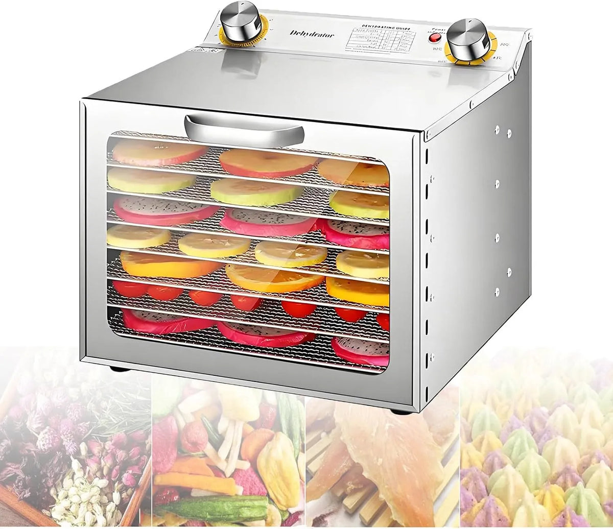 Machine, 30-90 °C, 0-12 Uur, Timer, Elektrische Voedseldroger Fruitdroger, Rundvlees Fruit Vlees en Groenten 8-layer