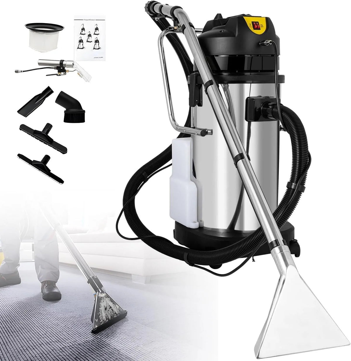 Stofzuiger, 3-in-1 tapijtreiniger, Draagbare tapijtreinigingsmachine, extractor, nat-droog stofzuiger voor stoffering