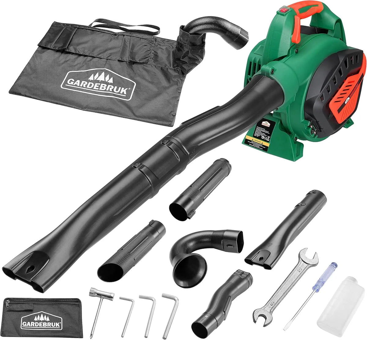Gardebruk Bladzuiger 4in1 Benzine Snelheid 68m/s Opvangzak 45L incl. Gereedschap Bladblazer Hakselaar Tuinzuiger met 45L