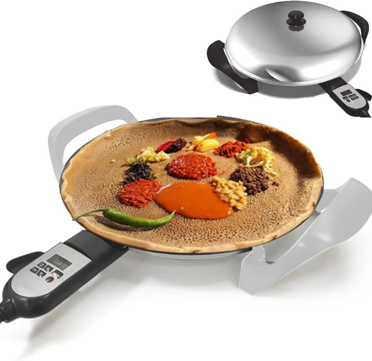 Elektrische Bakplaat Van 1700 W met 1700 W, 40 Cm, regelbare thermostaat en RVS