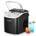 Machine, 9 ijsblokjes in 6 minuten klaar, compact formaat, ijsmaker, zelfreinigende ijsblokjesmachine, 12 kg/24 uur, ijsblokjesmaker, zwarte
