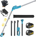 Heggenschaar, elektrische heggenschaar met dubbele werking lemmet 52 cm, 2 x batterijen 4,0 Ah, 180° draaibare kop, telescopisch, verstelbaar