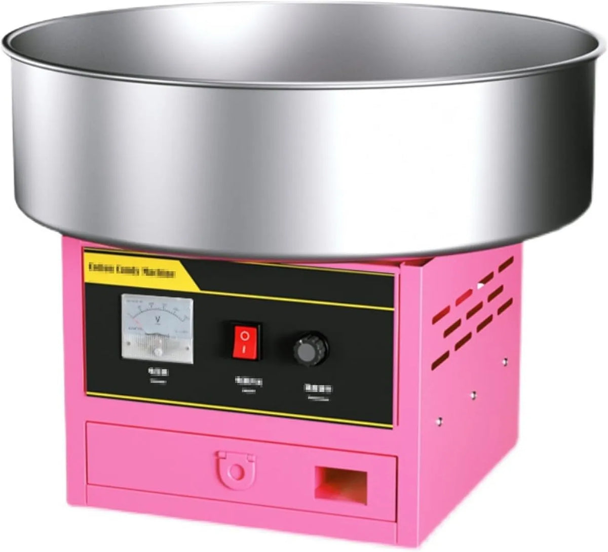 Machine met 450 x 450 x 415 mm, 220V, 1200 W, RVS en roze, Huishoudelijke Suikerspinmachine