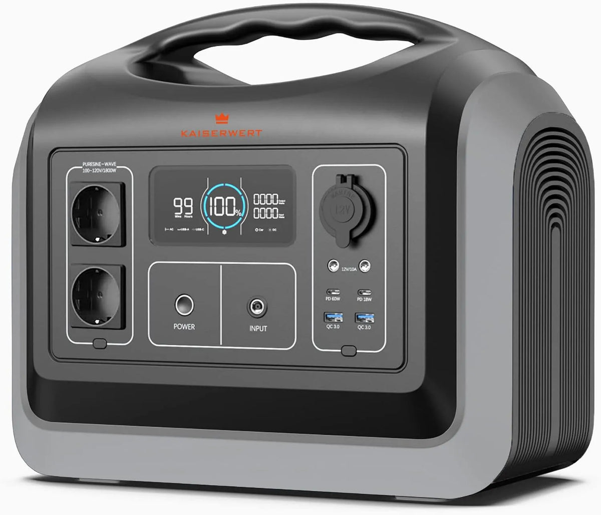 Draagbaar powerstation, LifePO4-batterijen, 1200 W, 992 Wh, 60 W, USB