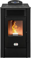 Ventilatorkachel, 10 kW, efficiëntie 91%, 20 uur programmeerbaar, STUFE A PELLET ITALIA Alaska Ventilatorkachel, zwart, wifi, 85 m2, autonomie, 5