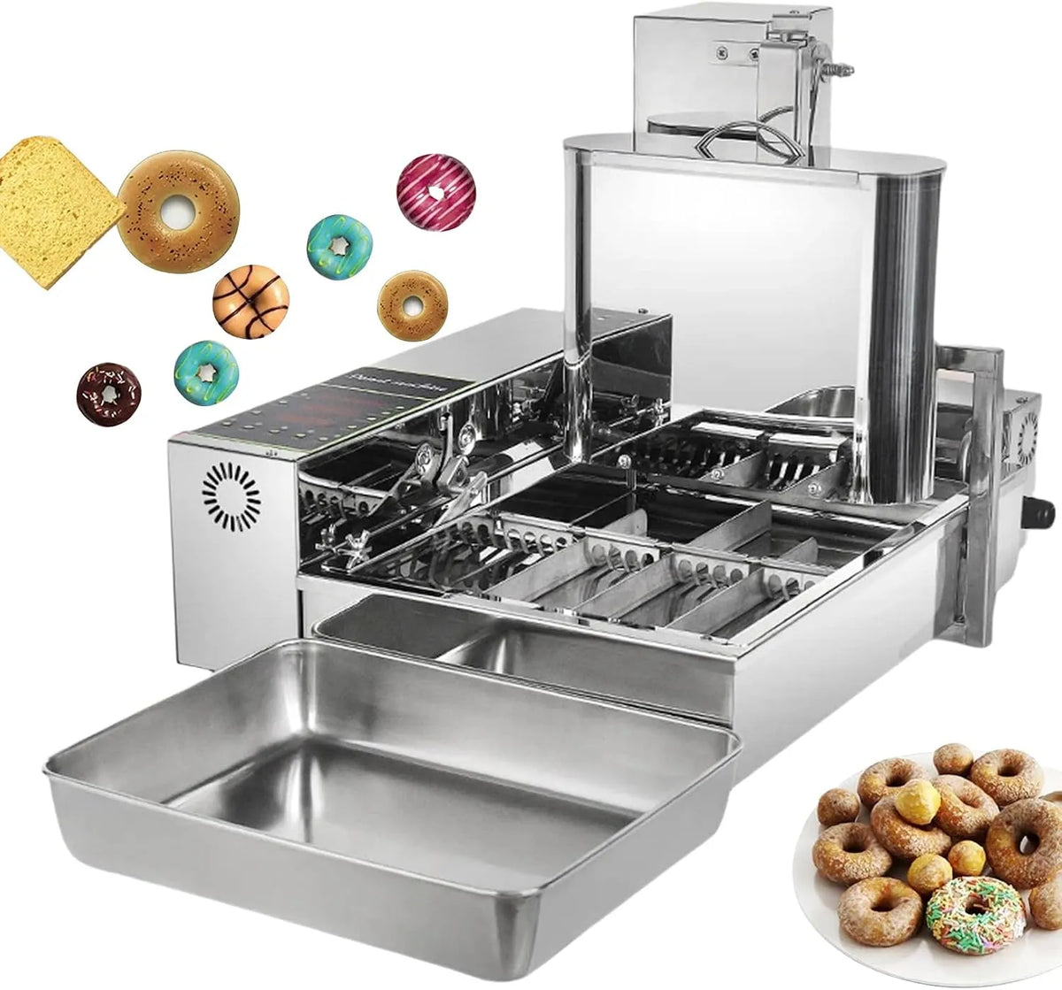 Donut Maker Machine, 4 Rij Commerciële Automatische Donut Machine 1800Pcs/H, 304 RVS Donut Maker Machine voor Restaurants en Bakkerijen, Digitale