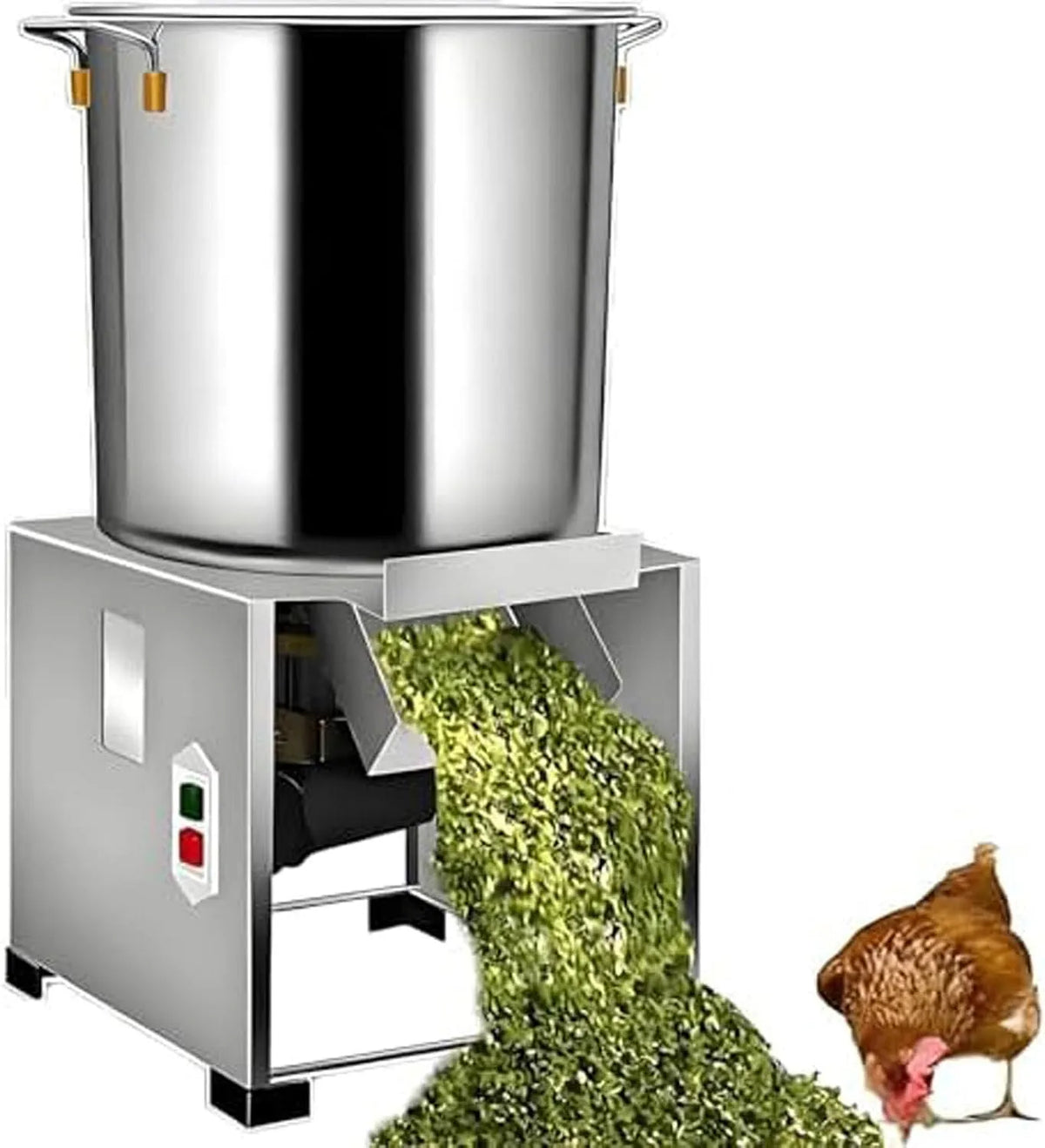 Keukenmachine, 120 kg/u, commerciële keukenmachine, 3500 RPM, grote invoeropening voor het verwerken van kippen- en eendenvoer. 1800 W