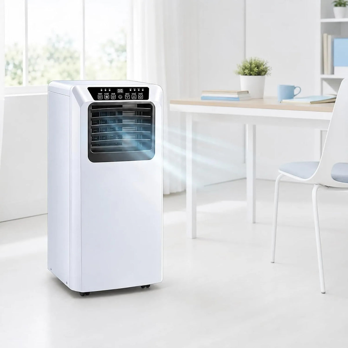 Mobiele airconditioner en Luchtontvochtiger, Mobiele airco 9000 BTU, 3-in-1 airco met ontvochtiger en ventilator, koelt tot 20 m2, geluidsarm werking