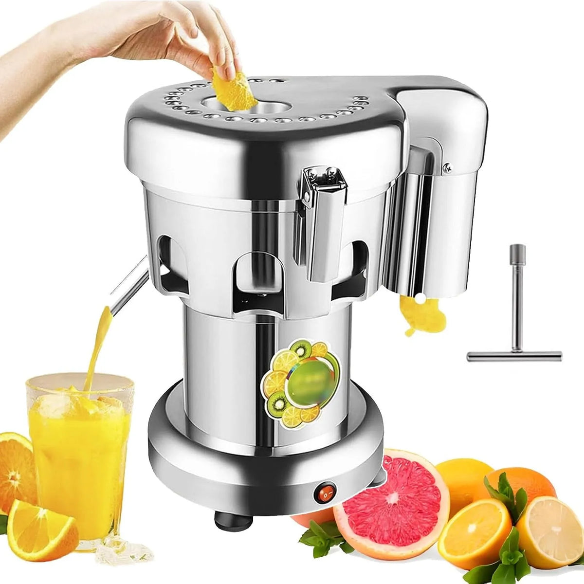 Commerciële sapcentrifuge, 370 W, 2800 omw/min zware elektrische sapcentrifuge met koude pers
