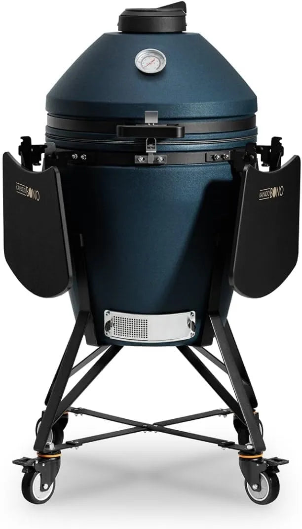 Barbecue met 56 cm, blauw, gietijzeren uitvoering en keramisch element