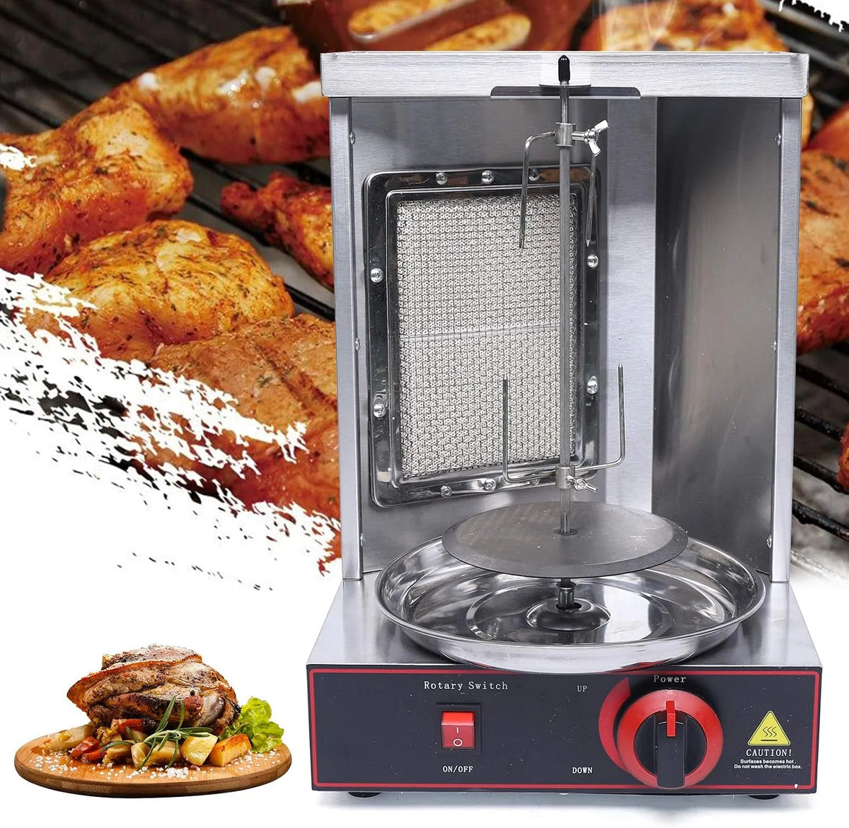Barbecue met 295 x 295 x 490 mm, 220 V en waterreservoir, Barbecue Verticale Gas Plancha Buiten