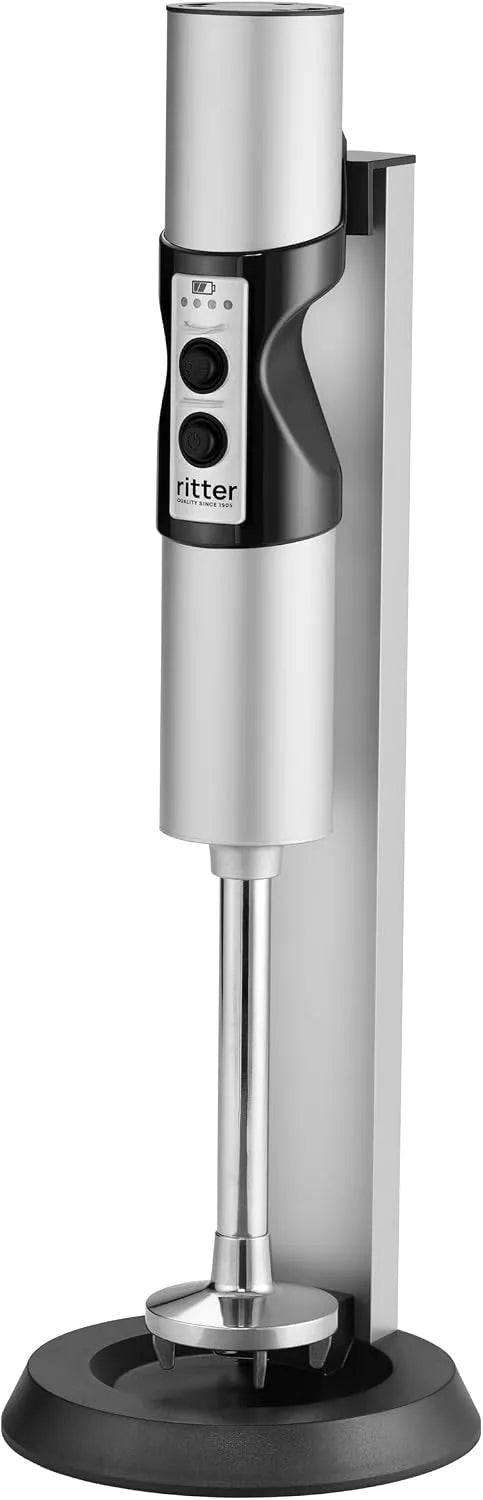 Ritter stilo 7 Plus snoerloze staafmixer met veiligheidssysteem, oplaadstation, RVS en zilver