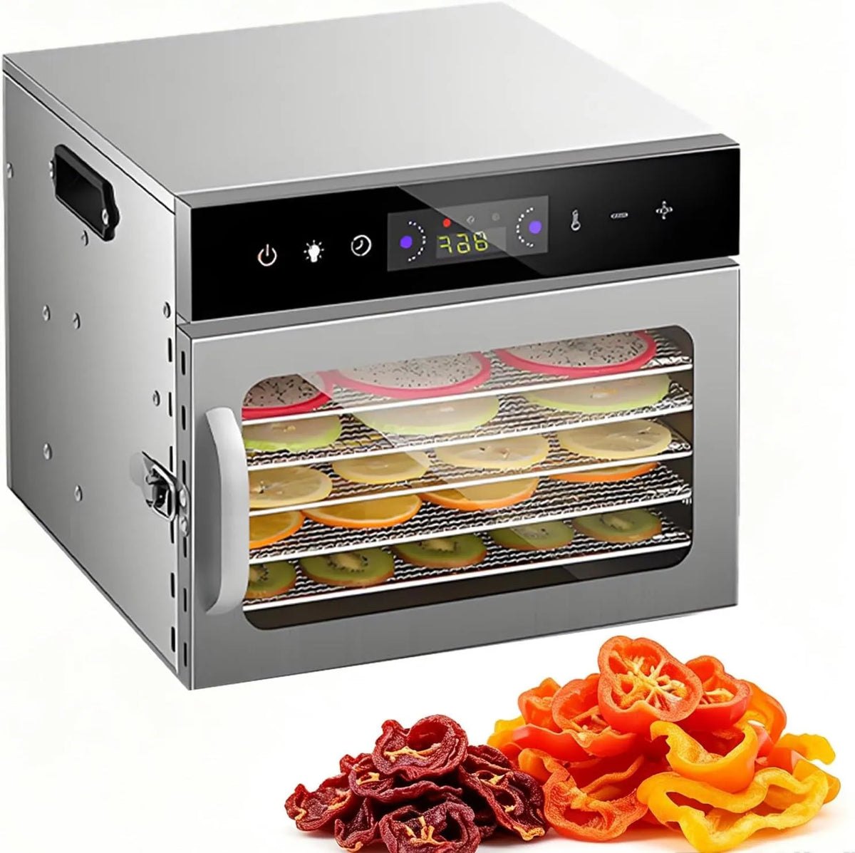 Droger, 800 W hoogrendements, 6Trays, 28 x 20 cm, 37 x 36,5 x 34 cm