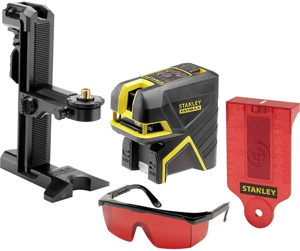 Stanley Fmht1-77415 FatMax rood Beam Cross Line en 5 Spot Laser Fmht1-77415 met 18 V, voor bouwplaats en werkplaats, zwart en rood