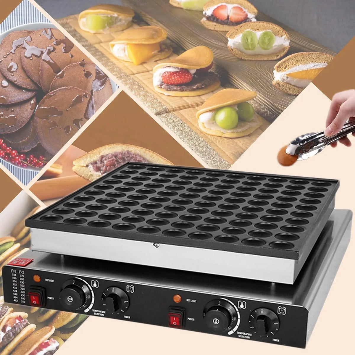 Mini-Pannenkoekenmaker, Capaciteit Voor 36 Muffins En Dorayaki,100 holes