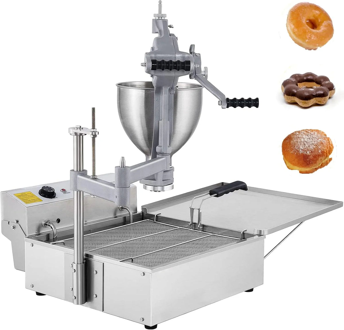 Mallen Donut Machine, 3000 W, 9L, Donut Maker 9L Capaciteit Hopper Donut, Friteuse Commerciële 3 Donut Mallen Donut, Machine Maker Verstelbare Dikte