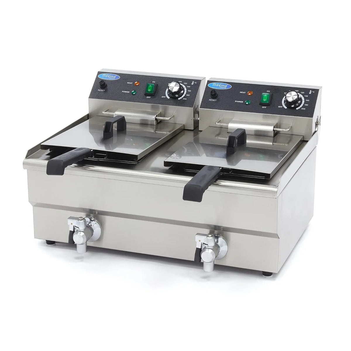 Frituurpan 2x 13 L met 13 L, 50 °C, 200 °C, 20 l, 27 l en RVS