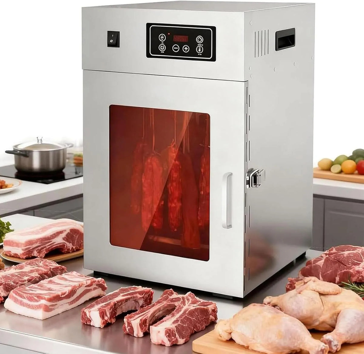 Machine, kg/15, 7,5 kg, 800 W sneldroogmachine voor gedroogd vlees, commerciële vleesdroger, 15 kg, Elektrische voedseldroger, kruid, kg/15