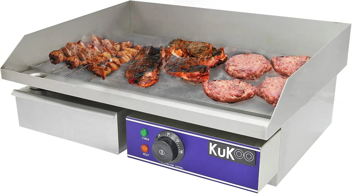Barbecue met 50 cm, 55 x 47 x 23 cm, 50 x 42 cm, 300 °C, 220 V, regelbare thermostaat en RVS