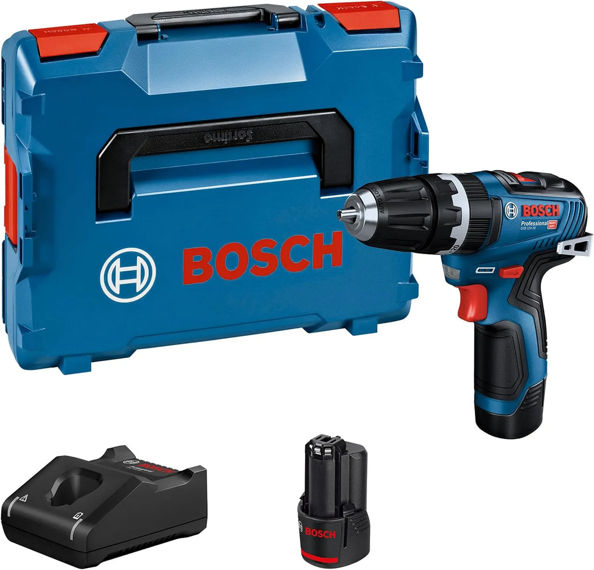 Lader, Bosch Professional, oplader GAL 12V-40, L-BOXX 102, incl. 2x 3,0 Ah accu